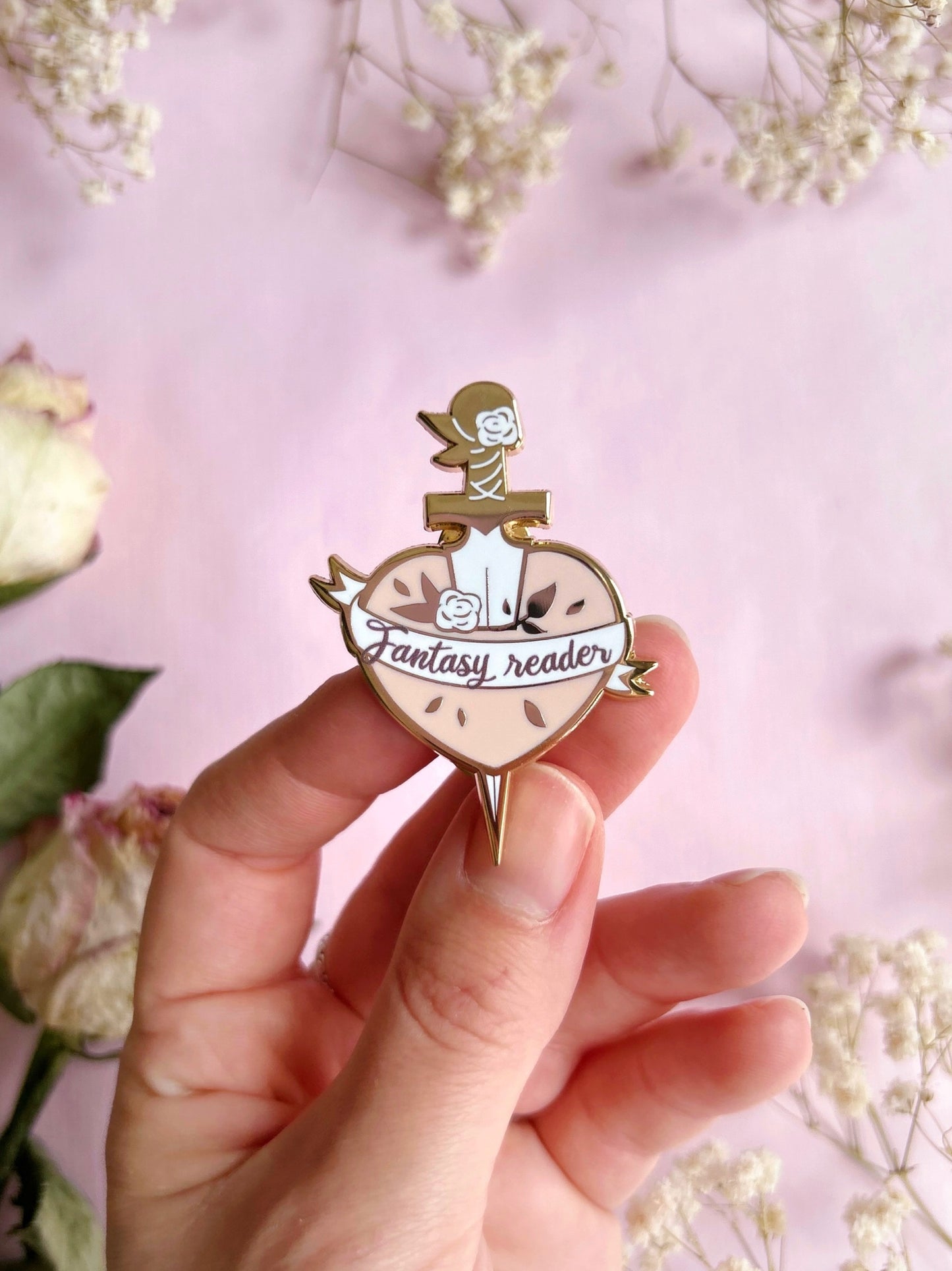 Fantasy reader heart pins