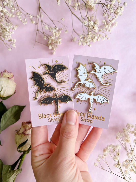 Dragons pins set black or white